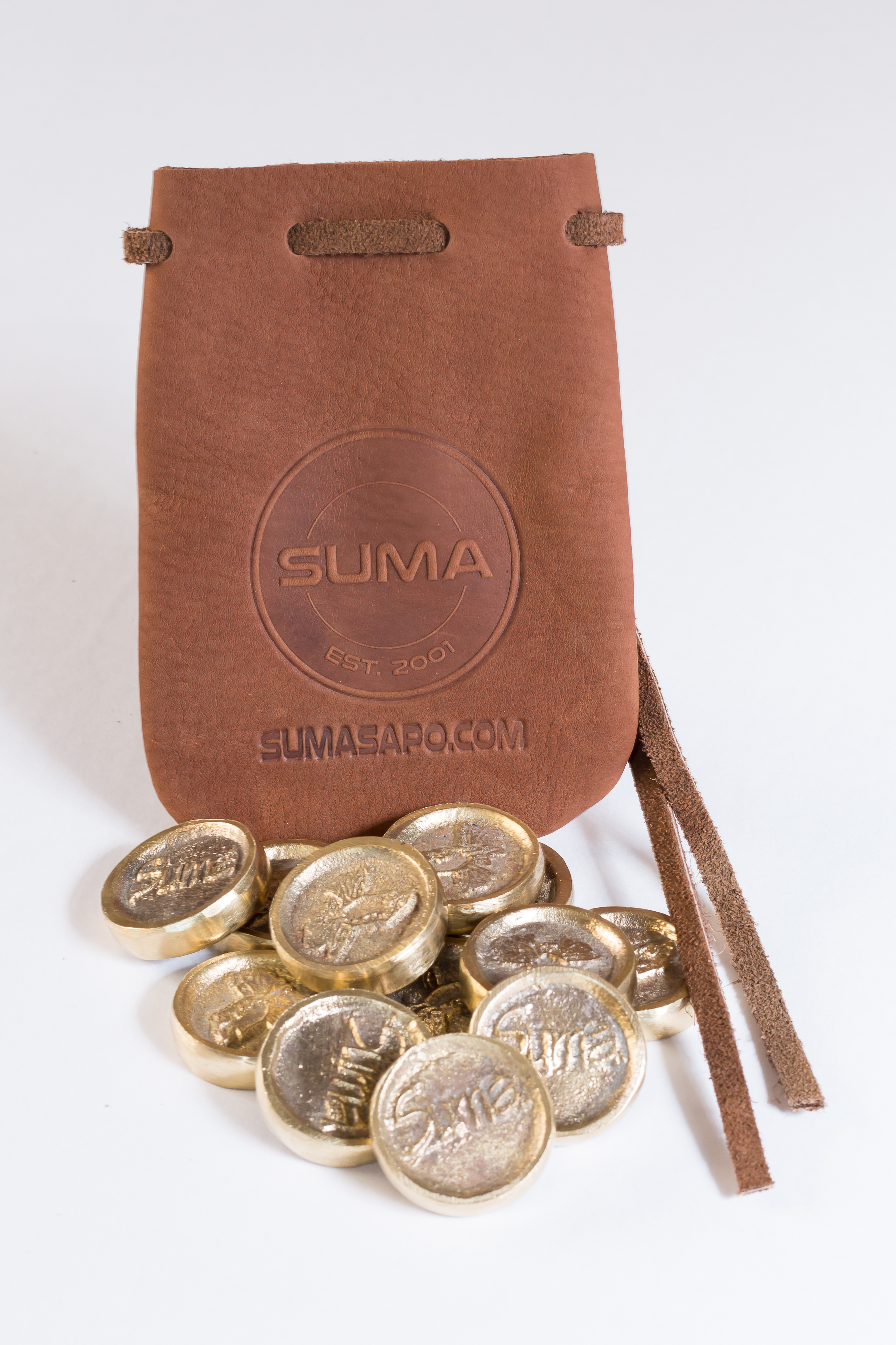 SUMA® SAPO - Juego de Sapo Game - Token Set - Light Brown Leather Pouch